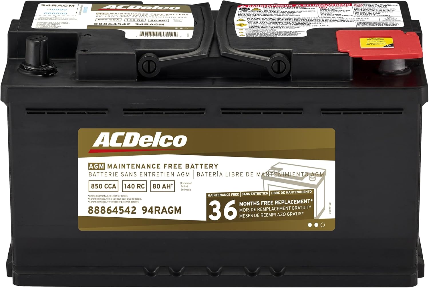 ACDelco Gold 94RAGM AGM Battery for Group 94R Vehicles
